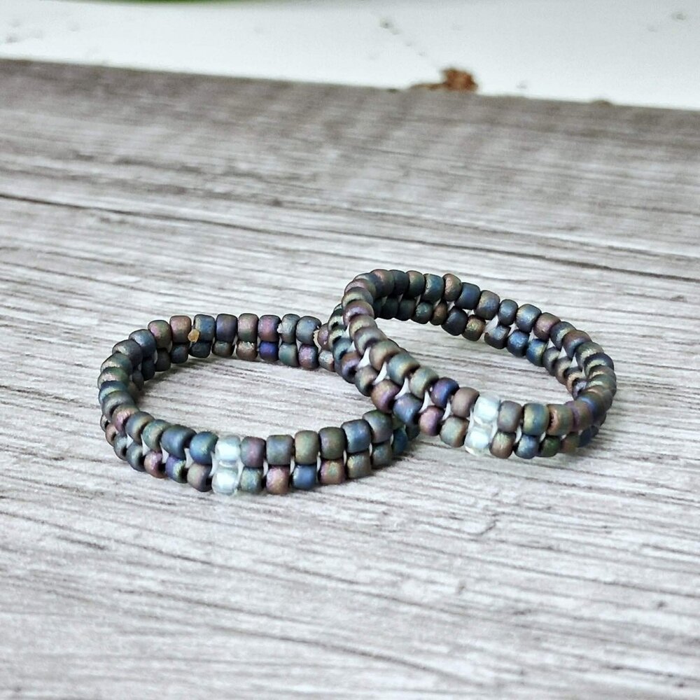 Stackable Beaded Ring, Seed Bead Jewelry, Size 6 or 7